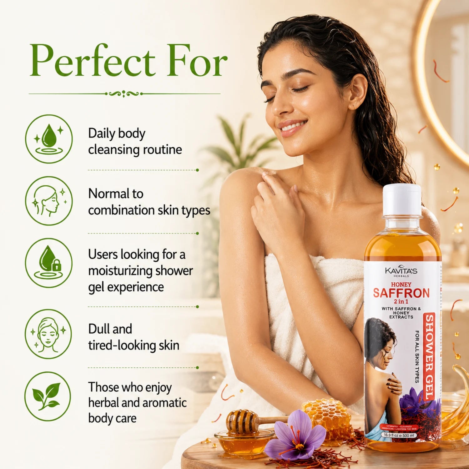 Saffron with Honey extracts Shower Gel