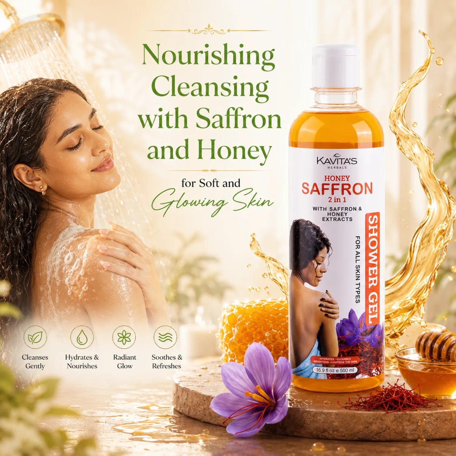 Saffron with Honey extracts Shower Gel