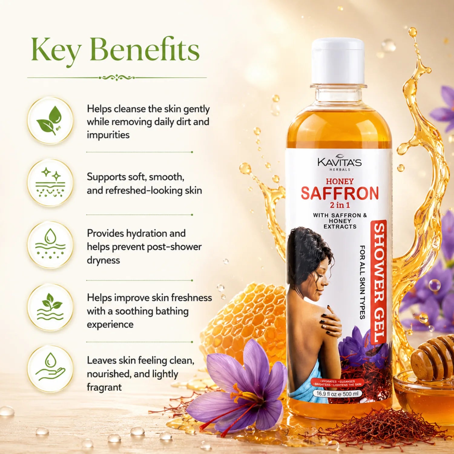 Saffron with Honey extracts Shower Gel