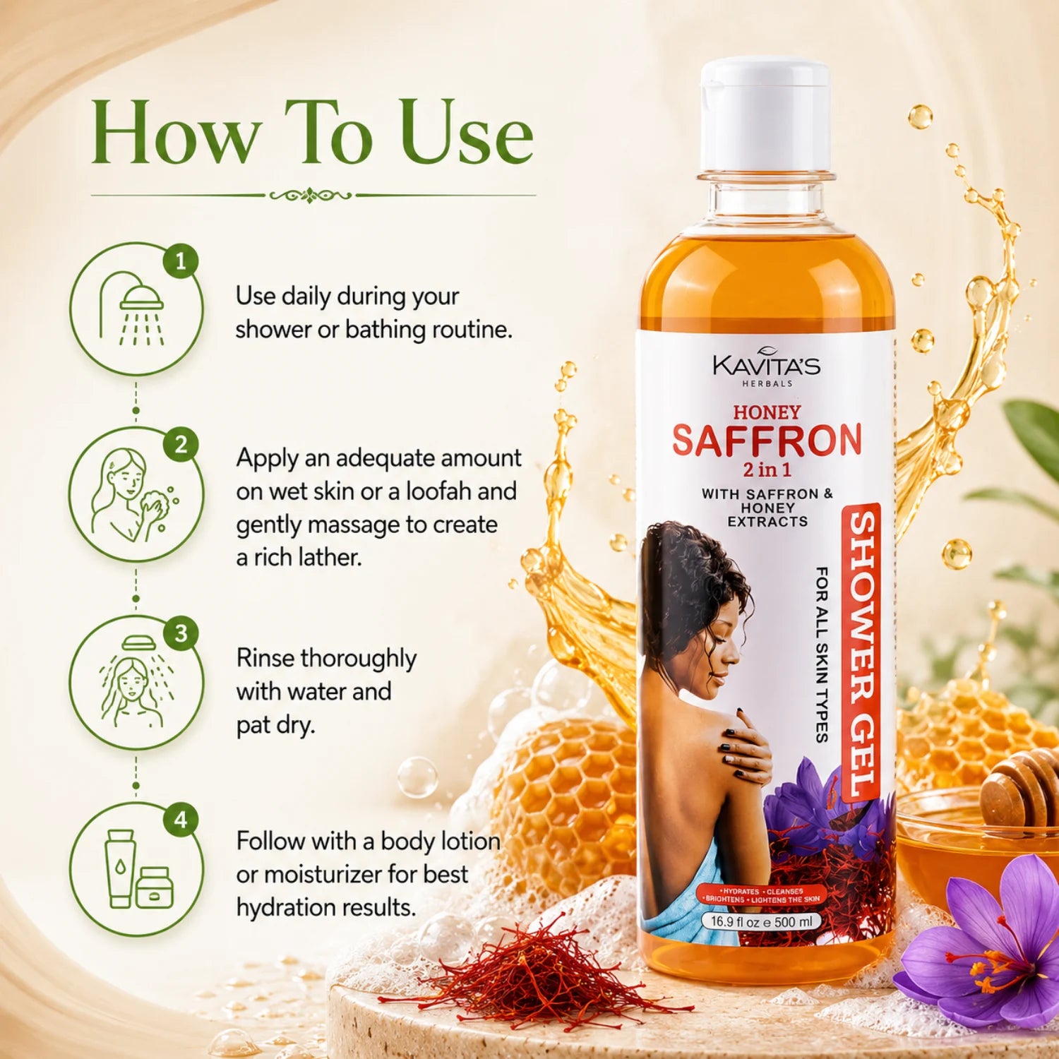 Saffron with Honey extracts Shower Gel